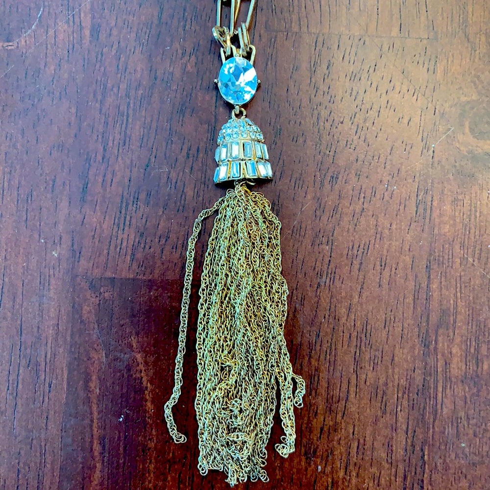 Gold & faux gem pendant necklace